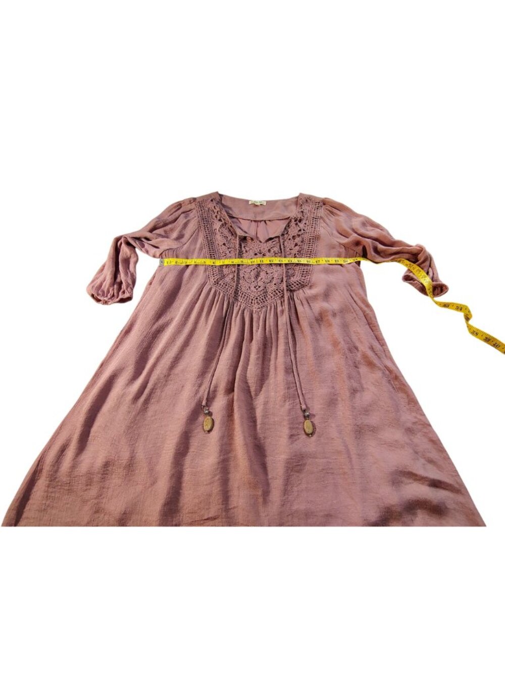 Indigo Rose Womens Mauve Textured 3/4 Sleeve Dress 2X Relaxed fit Lightweight - Picture 3 of 10